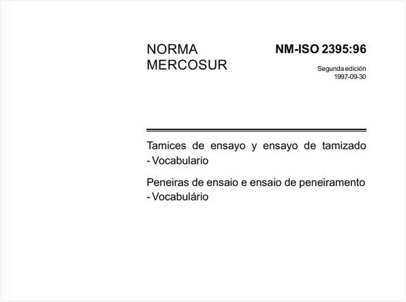Peneiras de ensaio e ensaio de peneiramento - Vocabulário