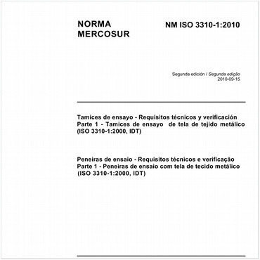 NM-ISO 3310-1 NM-ISO3310-1 Peneiras de ensaio - Requisitos técnicos