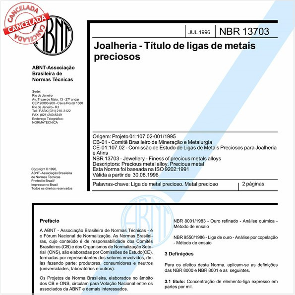 Joalheria - Título de ligas de metais preciosos