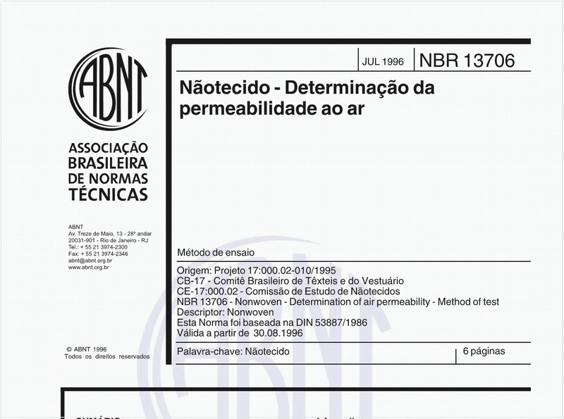 Nãotecido - Determinação da permeabilidade ao ar