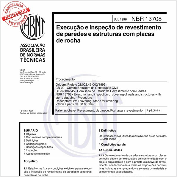 Execução e inspeção de revestimento de paredes e estruturas com placas de rocha