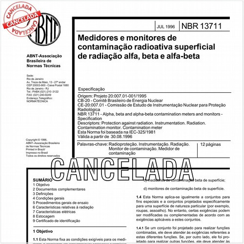 Medidores e monitores de contaminação radioativa superficial de radiação alfa, beta e alfa-beta