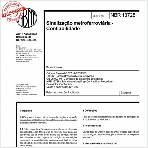 Sinalização metroferroviária - Confiabilidade