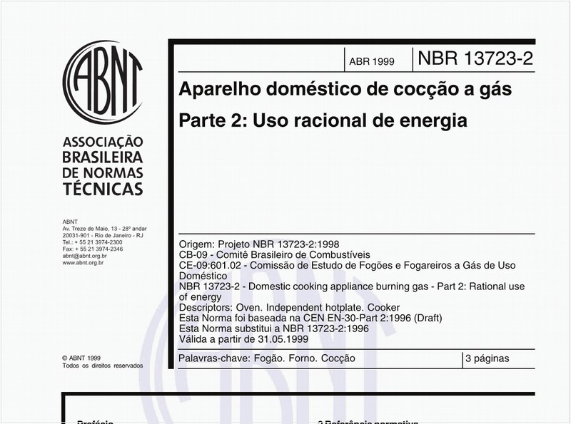 Aparelho doméstico de cocção a gás Parte 2: Uso racional de energia