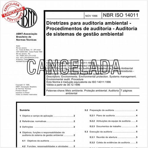 Diretrizes para auditoria ambiental - Procedimentos de auditoria - Auditoria de sistemas de gestão ambiental