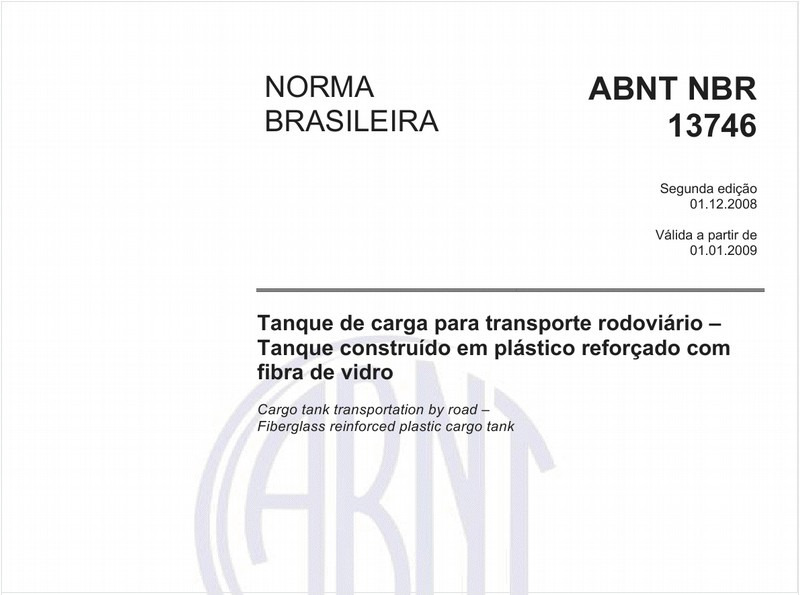 Tanque de carga para transporte rodoviário - Tanque construído em plástico reforçado com fibra de vidro