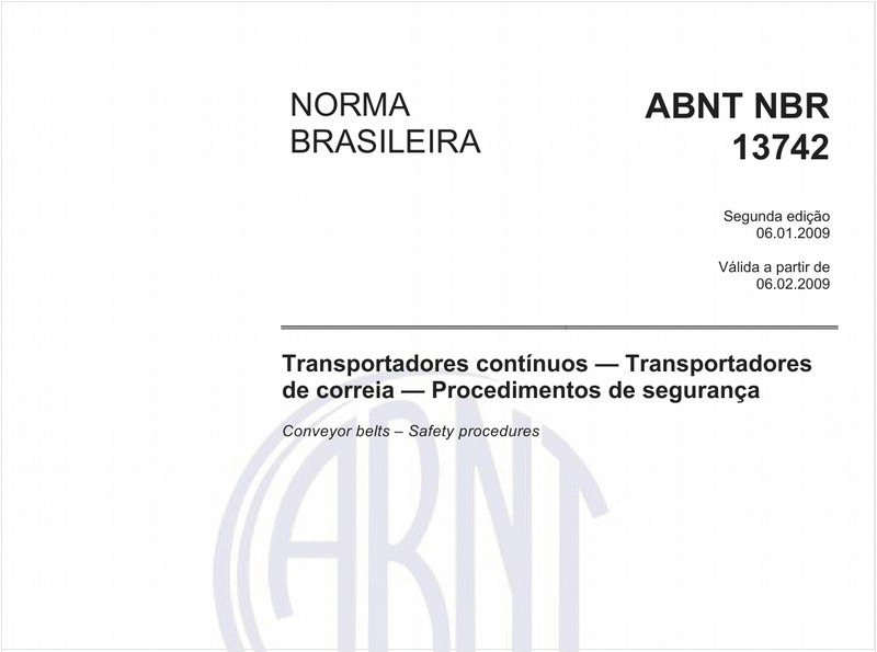 Transportadores contínuos - Transportadores de correia - Procedimentos de segurança