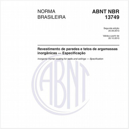 Revestimento de paredes e tetos de argamassas inorgânicas - Especificação