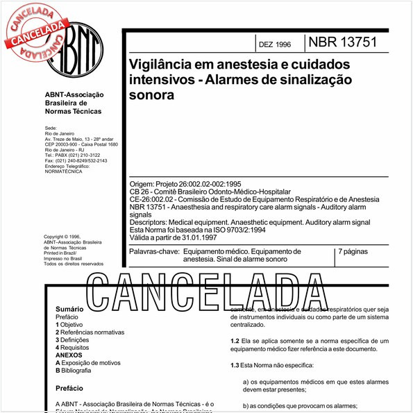 Vigilância em anestesia e cuidados intensivos - Alarmes de sinalização sonora