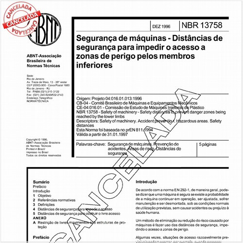 Segurança de máquinas - Distâncias de segurança para impedir o acesso a zonas de perigo pelos membros inferiores