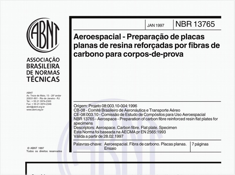 Aeroespacial - Preparação de placas planas de resina reforçadas por fibras de carbono para copos-de-prova