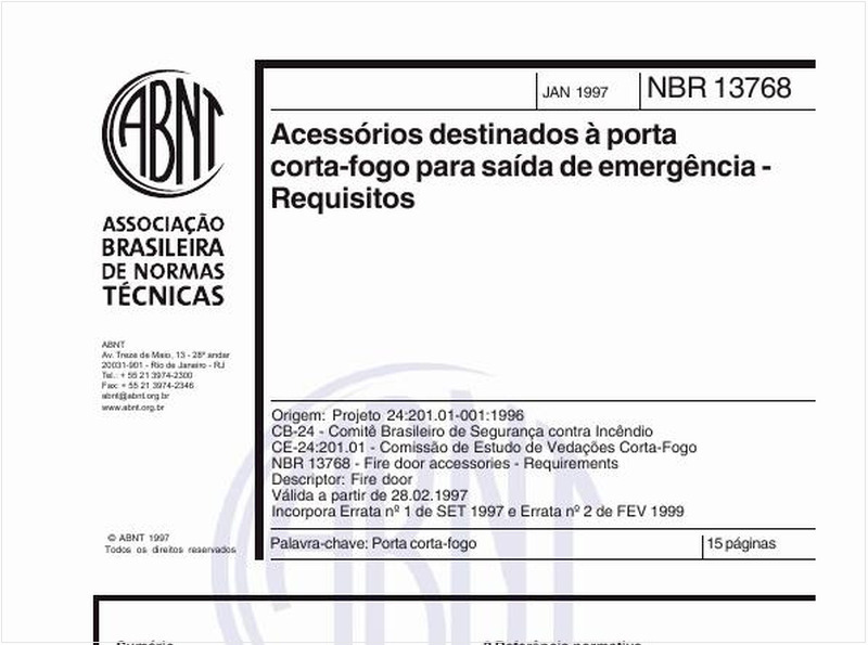 Acessórios destinados à porta corta-fogo para saída de emergência - Requisitos