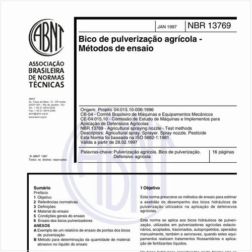 Bico de pulverização agrícola - Métodos de ensaio
