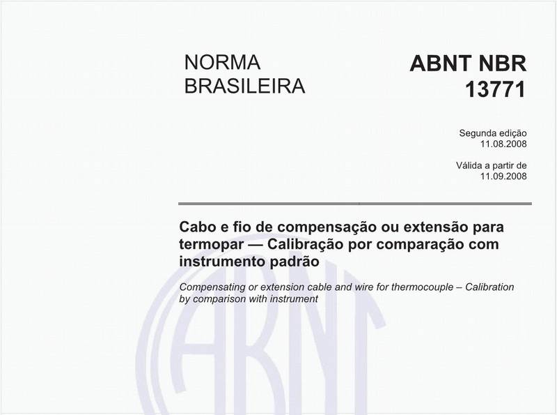 Cabo e fio de compensação ou extensão para termopar - Calibração por comparação com instrumento padrão