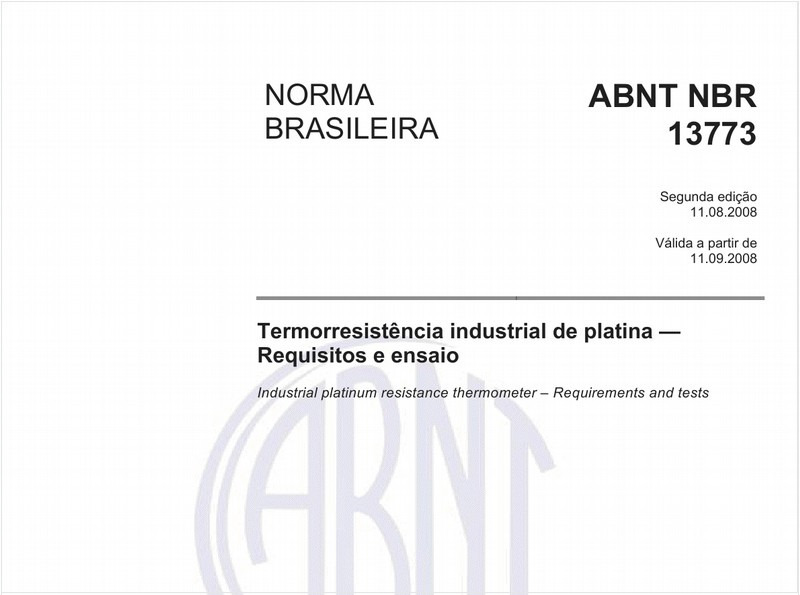 Termorresistência industrial de platina - Requisitos e ensaio