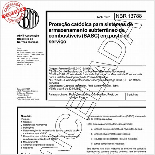 Proteção catódica para sistemas de armazenamento subterrâneo de combustíveis (SASC) em posto de serviço