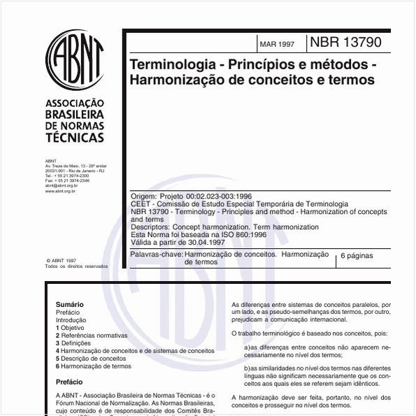 Terminologia - Princípios e métodos - Harmonização de conceitos e termos