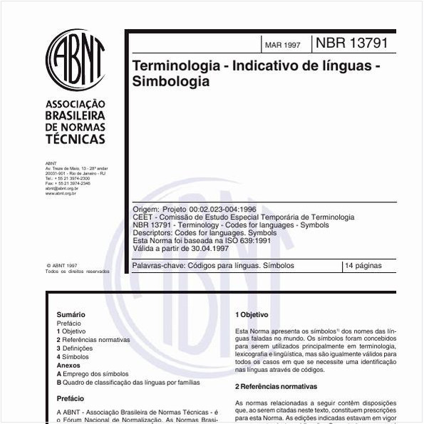 Terminologia - Indicativo de línguas - Simbologia
