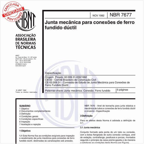 Junta mecânica para conexões de ferro fundido dúctil