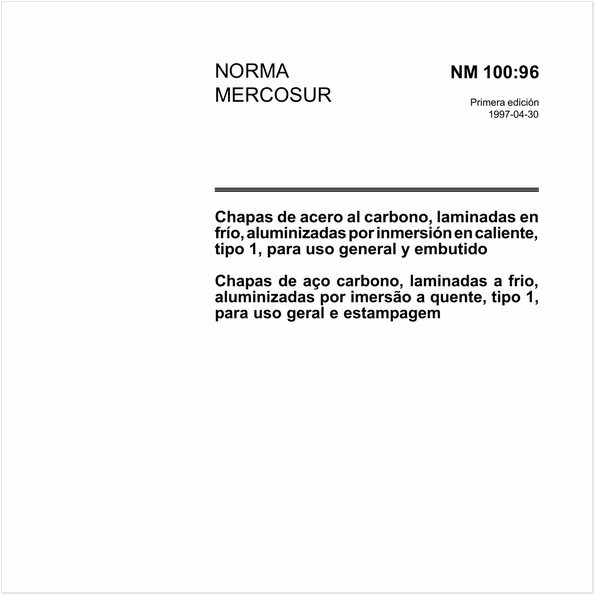 Chapas de aço-carbono, laminadas a frio, aluminizadas por imersão a quente, tipo 1, para uso geral e estampagem