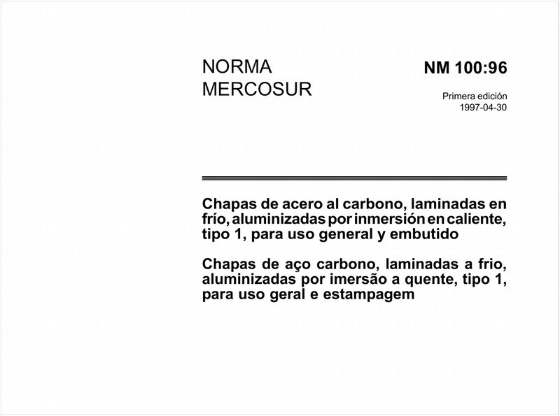 Chapas de aço-carbono, laminadas a frio, aluminizadas por imersão a quente, tipo 1, para uso geral e estampagem