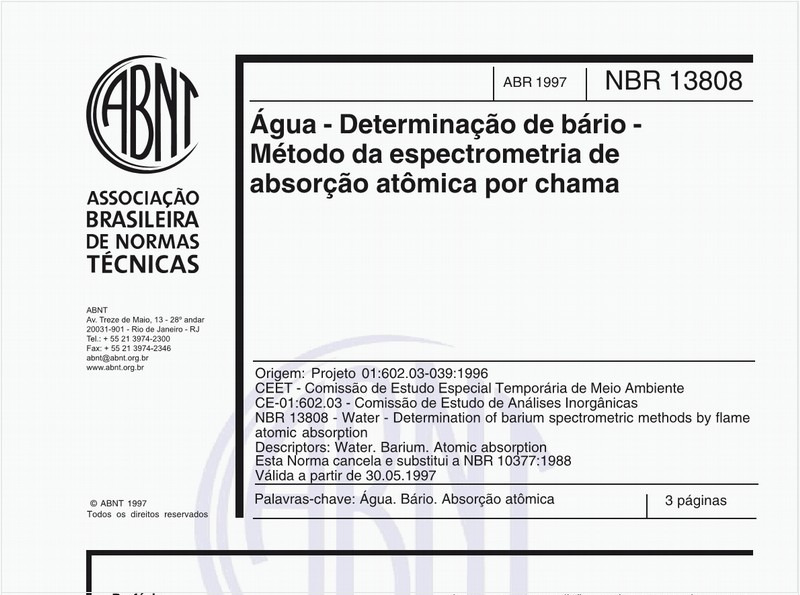 Água - Determinação de bário - Método da espectrometria de absorção atômica por chama
