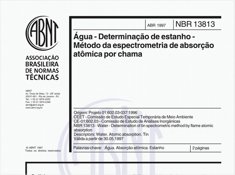 Água - Determinação de estanho - Método da espectrometria de absorção atômica por chama
