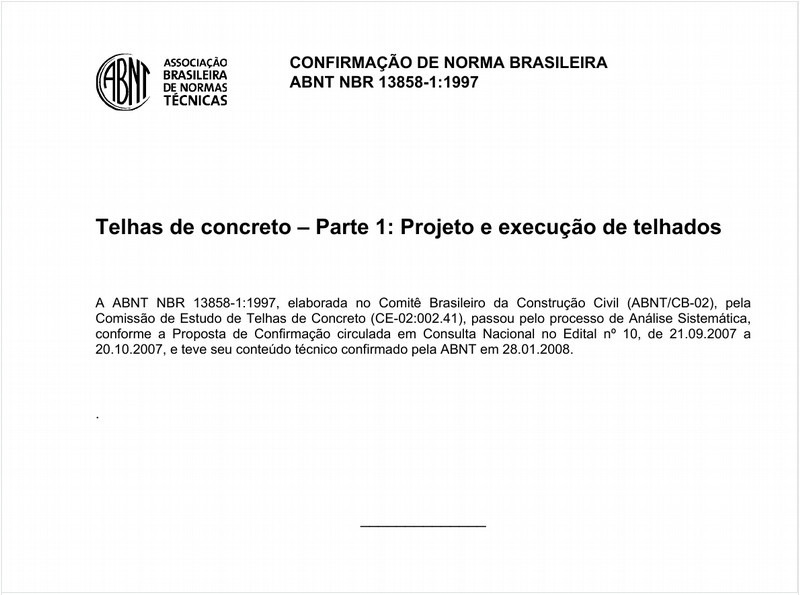Telhas de concreto Parte 1: Projeto e execução de telhados