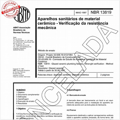 Aparelhos sanitários de material cerâmico - Verificação da resistência mecânica