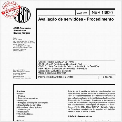 Avaliação de servidões - Procedimento