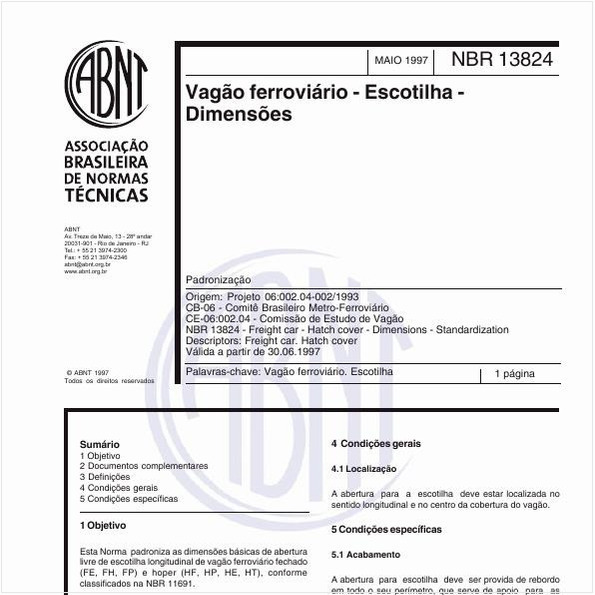 Vagão ferroviário - Escotilha - Dimensões