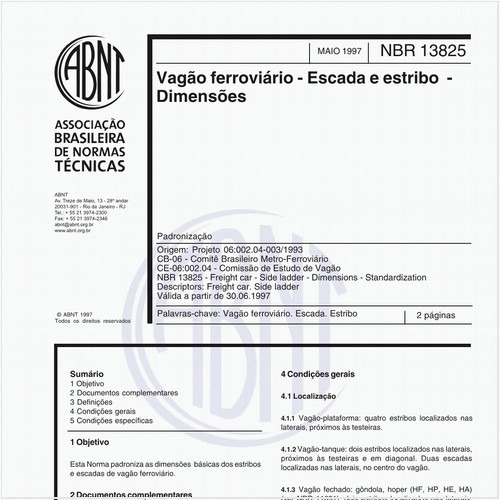 Vagão Ferroviário - Escada e estribo - Dimensões