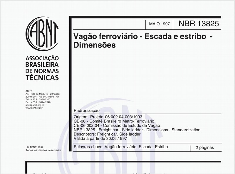 Vagão Ferroviário - Escada e estribo - Dimensões