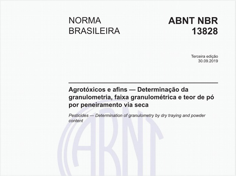 Agrotóxicos e afins - Determinação da granulometria, faixa granulométrica e teor de pó por peneiramento via seca