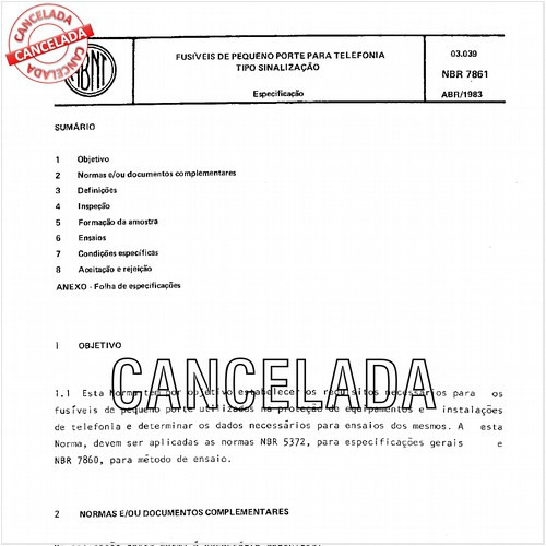 Fusíveis de pequeno porte para telefonia - Tipo sinalização