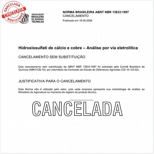 Hidroxissulfato de cálcio e cobre - Análise por via eletrolítica