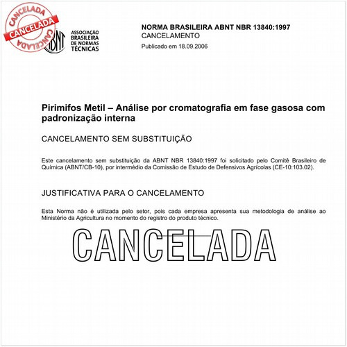 Pirimifos Metil - Análise por cromatografia gasosa com padronização interna
