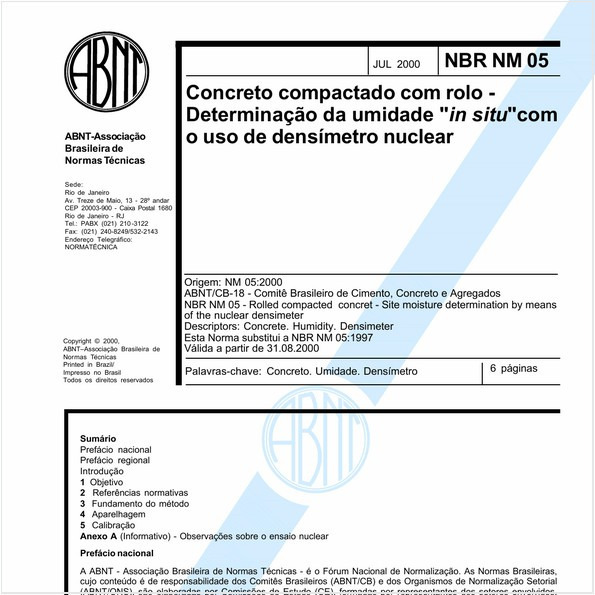 Concreto compactado com rolo - Determinação da umidade "in situ" com o uso de densímetro nuclear