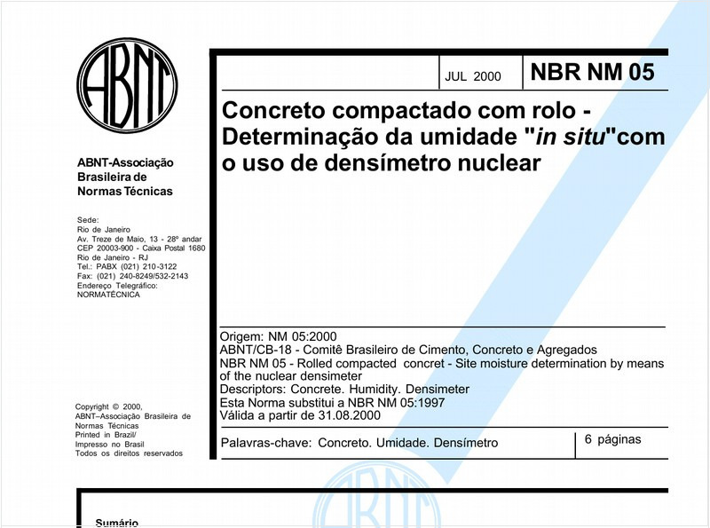 Concreto compactado com rolo - Determinação da umidade "in situ" com o uso de densímetro nuclear