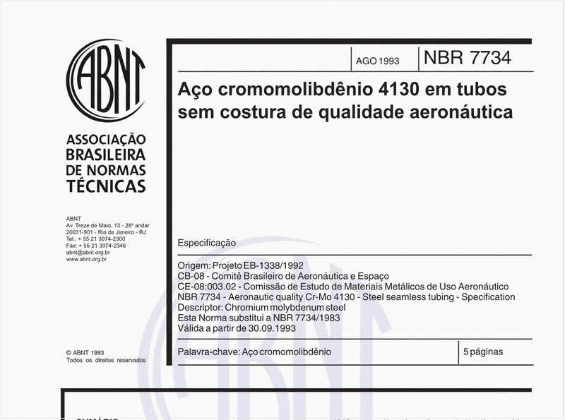 Aço cromomolibdênio 4130 em tubos sem costura de qualidade aeronáutica