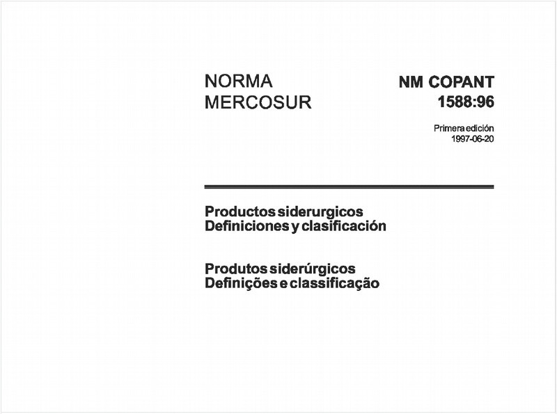 Produtos siderúrgicos - Definições e classificação