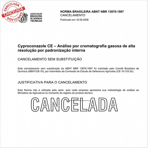 Cyproconazole CE - Análise por cromatografia gasosa de alta resolução por padronização interna