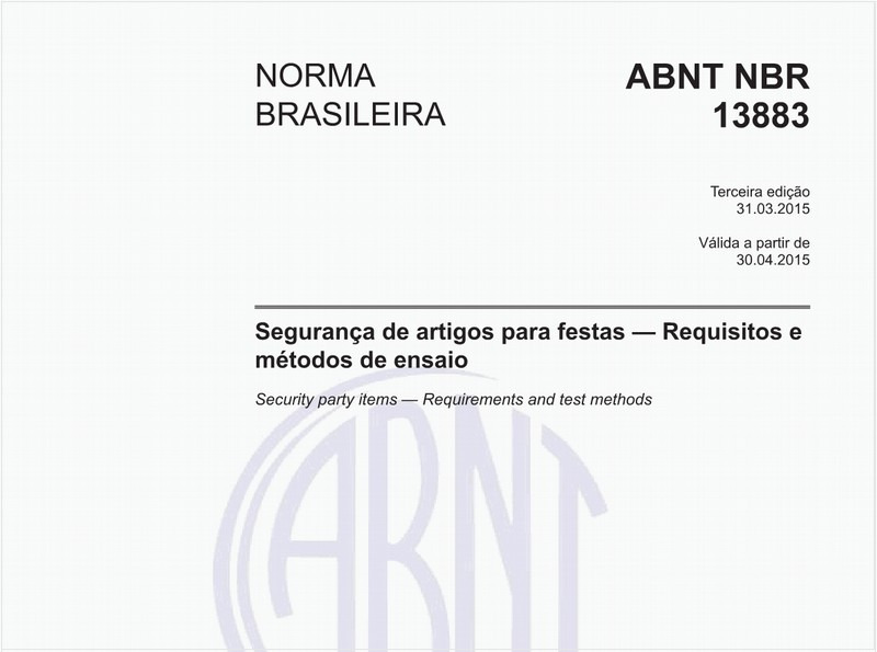 Segurança de artigos para festas — Requisitos e métodos de ensaio