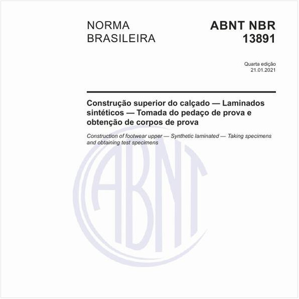 Construção superior do calçado - Laminados sintéticos - Tomada do pedaço de prova e obtenção de corpos de prova