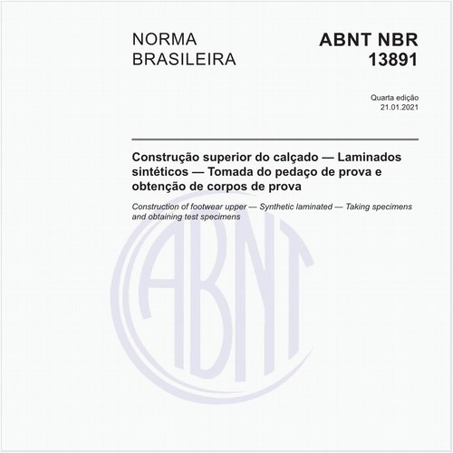 Construção superior do calçado - Laminados sintéticos - Tomada do pedaço de prova e obtenção de corpos de prova