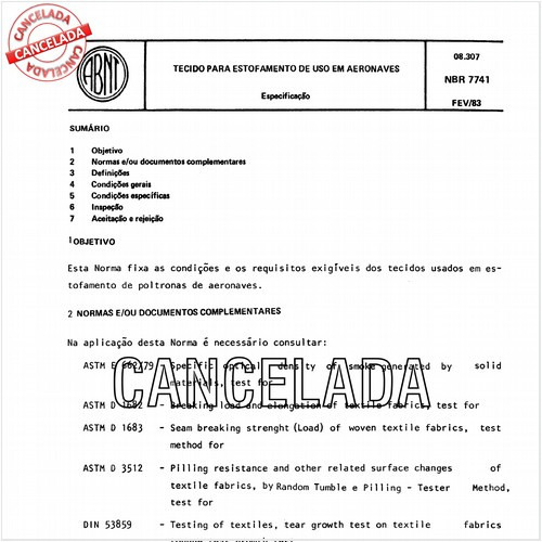 Tecido para estofamento de uso em aeronaves