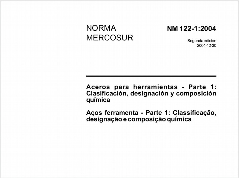 Aços-ferramenta - Parte 1: Classificação, designação e composição química