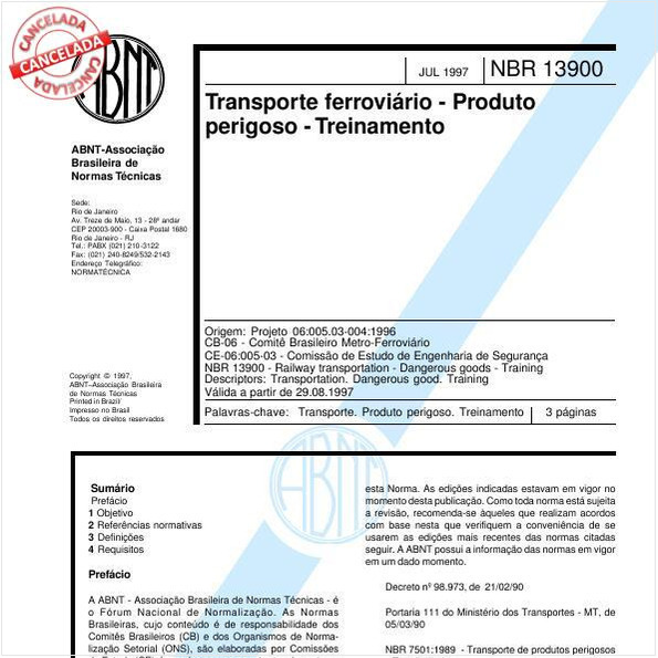 Transporte ferroviário - Produto perigoso - Treinamento