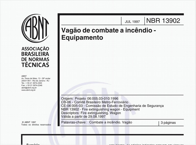 Vagão de combate a incêndio - Equipamento