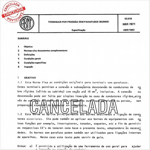 Terminais por pressão sem parafusos (borne)